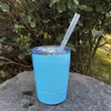 8 couleurs 9 oz tasse de lait pour enfants tasse en acier inoxydable verre à vin sans pied tasses de voiture avec couvercles et équipement d'hydratation de paille CCA11283 25 pièces