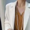Collier de perles en coquillage blanc, 100cm de long, 8mm, chaîne de pull, bijoux à la mode, nouveau style d'usure