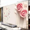 바탕 화면 벽화 사용자 정의 큰 벽지 3D 핑크 장미 스테레오 PO 벽 종이 5D 지점 진주 보석 배경 8D