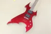 Custom Factory BlackBlueRedWhite Unuaual Chitarra elettrica con tastiera in palissandro, hardware cromato, corde passanti per il corpo, personalizzabile