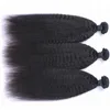 Malaysiska mänskliga hår kinkiga raka buntar erbjudanden 3pcs Italian Coarse Yaki Virgin Remy Human Hair Weaves Extensions Tangle Gratis 10-30 "