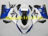 Ekskluzywny zestaw samochodów motocyklowych dla Suzuki GSXR600 750 K4 04 05 GSXR600 GSXR750 2004 2005 ABS White Blue Fairings Set + Gifts SG28