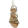 Venda Quente-Wisstt Boho Frisado Mulheres Verão Bohemia Pearl Flat Lady Beach Gladiator Sapatos