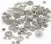 300pcs Mixed Tibetan Antique Silver Color Flower Bead End Caps For Jewelry Making Findings Accessories