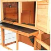 Grossask Gratis Frakt 40 "Triangel Tak Vattentät Trä Kanin Hutch A-Frame Pet Cage Wood Small House Chicken Coop Natu