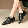 Fedonas 여름 정품 가죽 여성 펌프 2019 새로운 패션 뾰족한 발가락 혼합 된 색상 신발 여성 레이스 업 얕은 단일 신발
