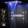 Banyo LED Duş Bataryaları 600 * 800mm Tavan Spa Mist Şelale Yağış Duş Başlığı Set Termostatik Mikser Lüks Duşlu Masaj Vücut Jeti