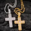 Gepersonaliseerde Rose Gold Bingbling Diamond Lovers Cross Hanger Ketting Iced Out Out Cubic Zirconia Hip Hop Rapper Sieraden voor Mannen en Vrouwen