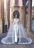 المرأة فيل كيب تول الدانتيل زين 3M زفاف الأنيقة الكبوج الزفاف لفائف طويلة قطار شالات cloak296f