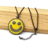 Nowy Design Smile Face Charm Naszyjnik, CZ Micro Pave Yellow Emalia Okrągły wisiorek dla kobiet Prezent NK488