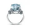 Anello a farfalla con topazio blu mare naturale di moda europea e americana placcato in platino e intarsiato con anello in zircone2678014