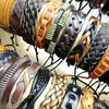 Handmade retro leather bangle Lots 50pcs/lot charm Cuff Bracelets Mix Styles Metal good gift made of pure cow fit Men's Women's Jewelry Gifts