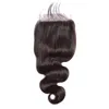 Cheveux humains malaisiens 4 paquets avec fermeture en dentelle 6X6 cheveux de bébé Extensions de vague de corps en trois parties centrales 6 par Six Closures7790784