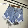 2017 Ny ankomst avslappnad sommar heta försäljning denim kvinnor shorts höga midjor pälsfodrade benöppningar plus storlek sexiga korta jeans tj1115