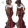Womens 2 peças de roupa conjuntos de verão 2019 novo estilo bazin elegante mulheres conjuntos dashiki headtie tradicional vestuário africano wy1849