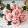 10 huvuden Artificial Rose Flowers Wedding Bridal Holding Real Touch Fake Rose Flower Bouquet For Home Garden Decoration Florals7710518