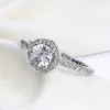 Partihandel-CZ Diamantring för Pandora 925 Sterling Silver Round Retro Högkvalitativ Ladies Elegant Ring med Original Box Fashion Outs