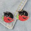 Gold Silver Cats Enamel Pin Fruit Berry Badge Brooch Bag Clothes Lapel pin Cartoon Animal Jewelry Gift for Cat fans Kids