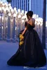 2018 High Low Black Lace Prom Dresses Sexy Off Shoulder Sweep Train Evening Party Gowns Special Occasion Dress