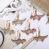 Nuevo diseñador de moda exagerado lindo animal encantador pequeño dinosaurio diamante rhinestone cristal colgante aretes para mujeres niñas