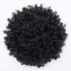 Mänskligt hår Afro Puff Ponytail Drawstring Afro Kinky Curly Panytail Hair Extension African American Hauvieces med clips (Svart) 120g