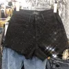 New fashion Women's high waist denim jeans rhinestone patchwork shinny bling shorts trousers plus size SMLXL307J