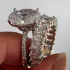 Impressionante jóias de luxo real 925 prata esterlina casal anéis esmeralda corte branco topázio cz diamante feminino anel de banda de casamento para amante8726278