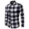 JACKEYWU camisas de tela escocesa de los hombres de moda de manga larga del ajustado de las camisas ocasionales 100% Algodón suave Camisa de los hombres de Masculin