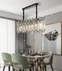 New Post-modern Black Chandelier Lighting Rectangle Dining Room Kitchen Island LED Light Fixtures Hanging Cristal Lamps MYY