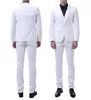 Handsome Back Vent One Button White Groom Tuxedos Notch Lapel Men Wedding Party Groomsmen 3 pieces Suits (Jacket+Pants+Vest+Tie) K114