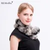 MS.MinShu Rex-Kaninchen-Haarschal, Chinchilla-Design, Rex-Kaninchenfell-Schal, verdickter Winter-Halswärmer, modische Damen-Fellschals