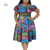 Nieuwe Bazin Riche Afrikaanse ruches Kraag Jurken voor Dames Dashiki Print Parels Jurken Vestidos Dames Afrikaanse Kleding WY4401