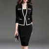 Women's Suit Bodycon Dress Jacket 2 Pieces Set Office Wear Jacket Dress 2019 Spring Autumn Female Dresses Suits Plus Size 6XL