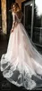 2019 Abiti da sposa eleganti applicati in pizzo con scollo a V A-line Plus Size Abito da sposa Boho Abito da sposa economico su misura a maniche lunghe 22390