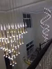 Современные подвесные лампы Conical алюминиевый метеорной душ Светодиодная люстра Потолочный интерьерное освещение длинные лестницы света