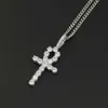 Hip Hop Cross Diamonds Pendant Halsband för män Kvinnor gåva halsband smycken guldpläterade koppar zirkoner kubansk länkkedja