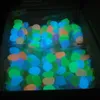 50pcs glow in the dark stones luminous pebbles Rocks Stone for Garden Plants ormantants通路水族館水槽パーティーの装飾