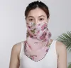 US Stock Cheap Women Scarf Face Mask Summer Sun Protection Silk Chiffon Handkerchief Outdoor Windproof Half Face Dust-proof Scarves FY6129