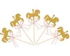Мультфильм лошадь кекс топпер с бабочкой галстук блестящий золотой карусель свадьба день рождения вечеринка украшения торта DIY ручной работы