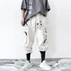 Pantaloni cargo larghi neri da uomo con cinturini Pantaloni da uomo estivi da uomo con cinturini neri bianchi da donna Hip Hop LC752