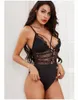 2020 New Deep V Low Chest Sexy Connected Underwear Jumpsuit Lingerie lace Women Black Lace High Quality Sexy Lingerie