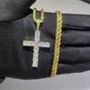 Glänzende Diamantstein-Kruzifix-Kreuz-Anhänger-Halskette, Edelstahl-Schmuck, platiniert, Männer-Frauen-Liebhaber-Geschenk-Schmuck-Halsketten