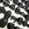 Mode nouveau 100 pcs/lot gothique Punk crâne bande anneaux couleur noire Tough Guy rétro mélange Styles hommes femmes bijoux cadeau (taille : 18 mm-23 mm)