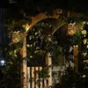 Luci solari da giardino Lampada da percorso solare a forma di ananas Decorazione da esterno Lampada da parete impermeabile con lucine in filo di ferro