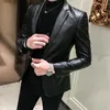 Erkek Kürk Faux erkek Yılan Derisi Dövme PU Deri Ceket Kaban Iş Rahat Yılan Cilt Tarzı Ince Suit Blazer Ceketler Siyah Erkek M-4