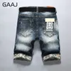 Gaaj Jeans Spodenki Mężczyźni Bawełna Jean Ripped Summer Capri Męskie kowboje Biker Trudno Hip Hop Streetwear Dżins Krótki Jean Dla Mężczyzna Mężczyzna Spodnie