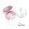 20 g lös pulverbehållare flaska med elastisk skärm Mesh Svart Rosa Flip Cap Burk Kosmetikfodral W Sifter