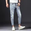 Großhandels-Mode Streetwear Herren Jeans Destroyed Ripped Design Bleistift Denim Hosen Knöchel Skinny Männer Ganzkörperjeans Knöchellange Hose