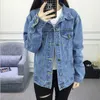 Frühling Herbst Winter Neue 2019 Frauen Wolle jean Mantel Mit Warme Jeans Mantel Weibliche Jacke Bomber Denim Jacke für Frauen grundlegende tops