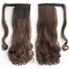 Best 100% Remy clip in Human hair extensions wrap around wavy ponytail hairpiece 120g chestnut brown dyeable